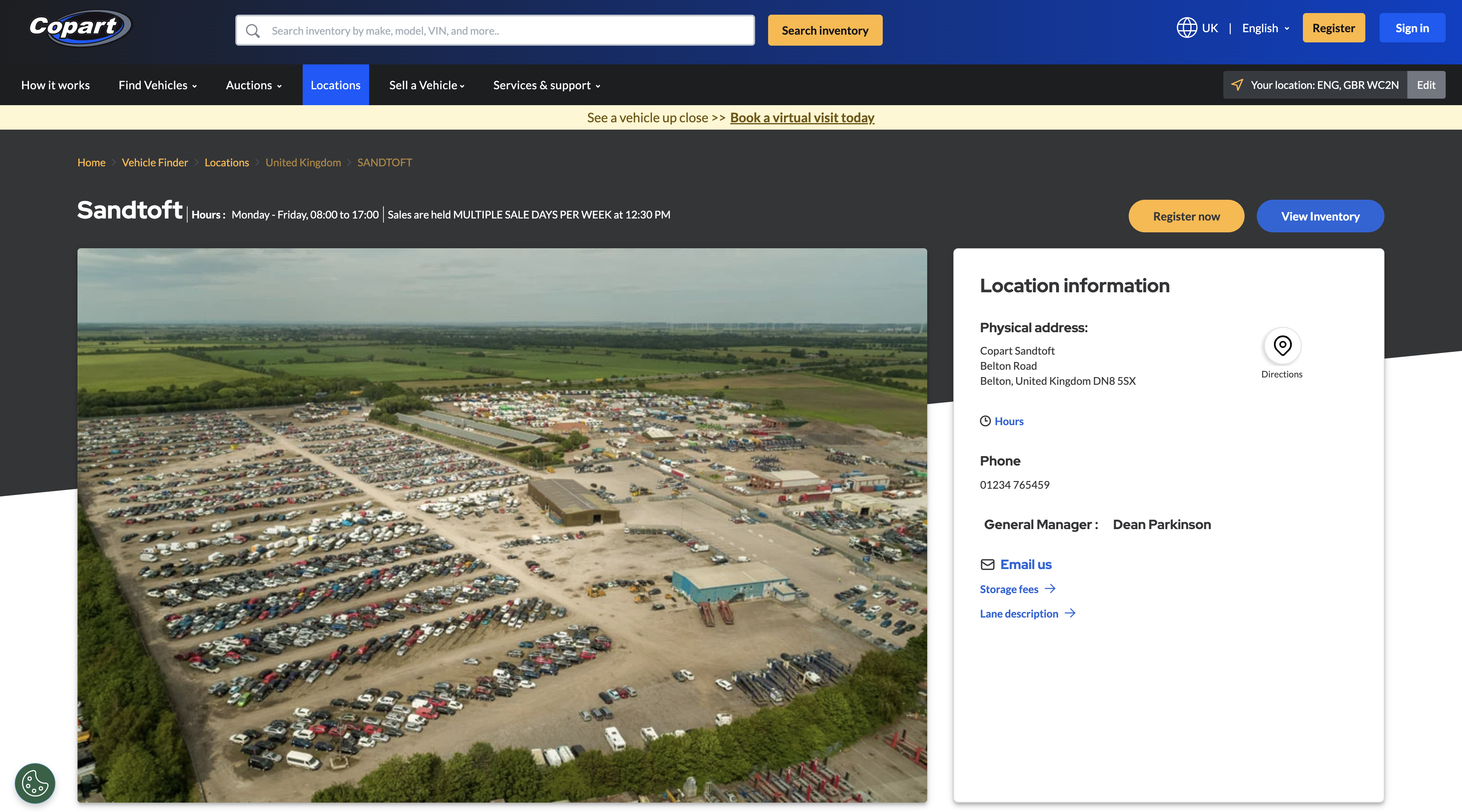 Copart UK salvage car auction with damaged vehicles and rebuild projects