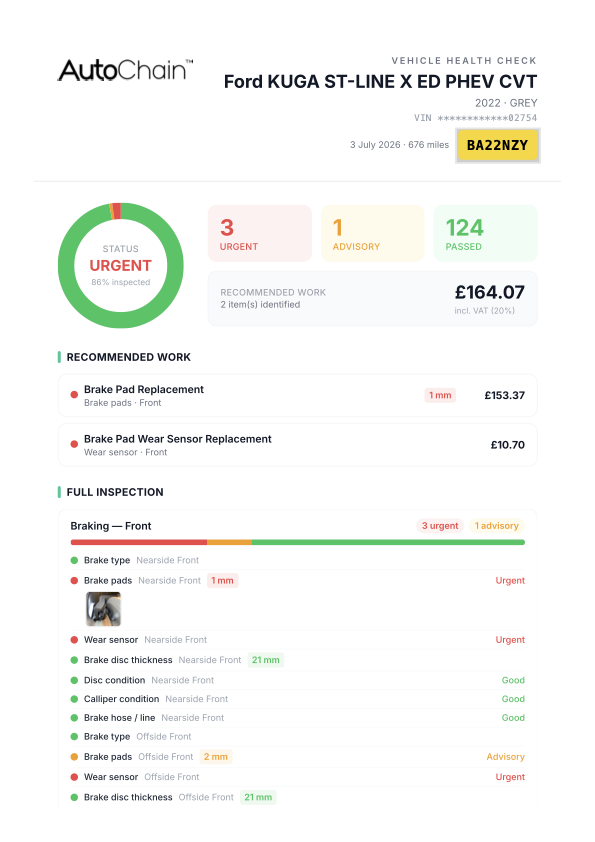 Sample Vehicle Health Checks report